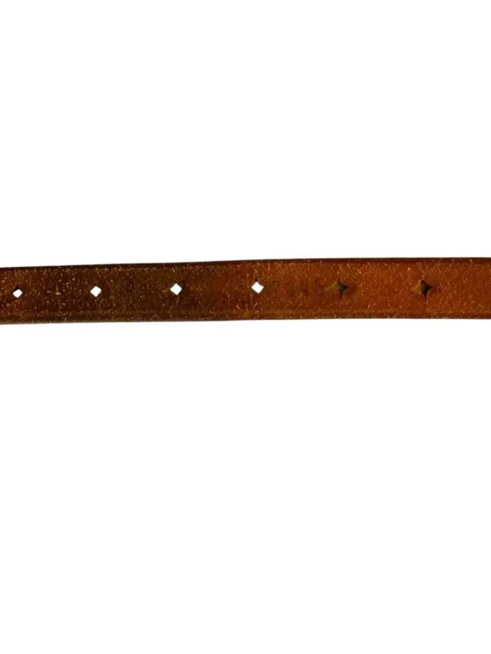 Vintage Skinny Boho Leather Belt With Diamond Cutouts And Gold Buckle Girls
